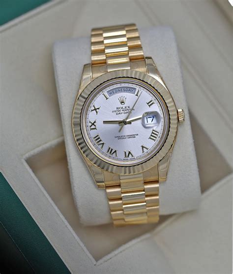 rolex day-date ii pearl silber mit president armband|rolex 218238 diamond watch.